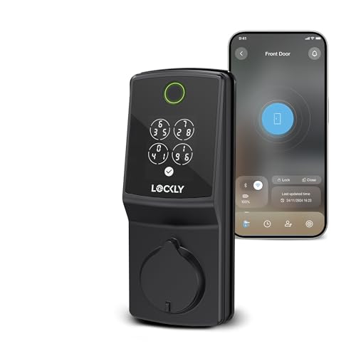 Lockly Smart Lock Secure Pro, Fingerprint Door, Keyless Entry, Built-in Wi-Fi Deadbolt, PIN Genie Keypad, Smart Front Door Lock, App Remote Control, Auto Lock, Easy Installation -