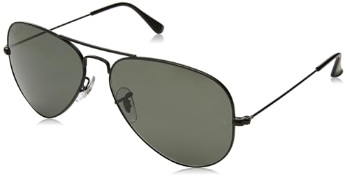 Ray-Ban RB3025 Classic Aviator Sunglasses, Black/Grey Green, 58 mm -