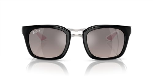 Ray-Ban RB8362M Square Sunglasses, Black/Grey Gradient Grey Mirrored Polarized, 53 mm -