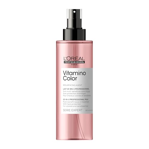 L'Oréal Professionnel Paris Vitamino Color 10-in-1 Multi-Benefit Leave-In Spray - Heat Protectant & Detangler For Frizz Control & Boosting Shine, For Color Treated & All Hair Types -