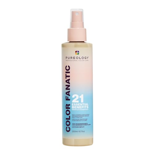 Pureology Color Fanatic Multi-Tasking Leave-In Spray, 21 Benefits for All Hair Types, Heat Protection, Detangling & Frizz Control, Infused with Coconut & Camellia Oils, Color Safe, Vegan, 6.7 Fl Oz -