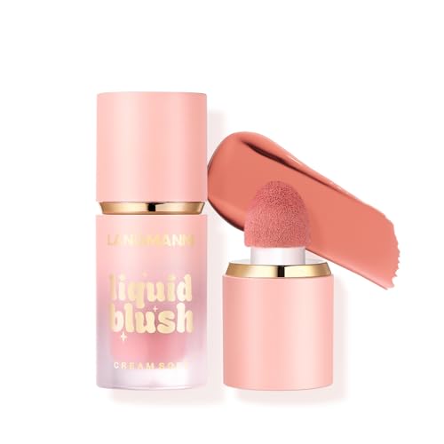 Cream Liquid Blush, Long-lasting Matte Liquid Blush for High-pigment Color, Creates A Soft, Dewy Finish, Lightweight, Buildable, Natural Flush Makeup for Cheeks, Eyes & Lips (#03) -