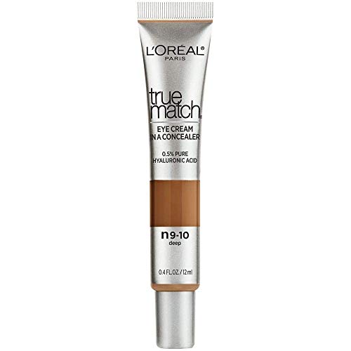 L’Oréal Paris True Match Eye Cream in a Concealer, 0.5% hyaluronic acid, Deep N9-10, 0.4 fl. oz. -