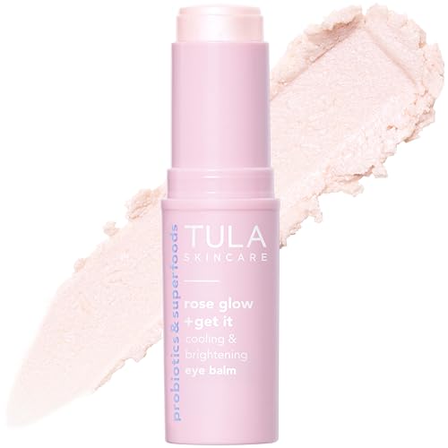 TULA Skin Care Eye Balm Rose Glow - Dark Circle Treatment, Instantly Hydrate and Brighten Undereye Area, Portable and Perfect to Use On-the-go, 0.35 oz. -