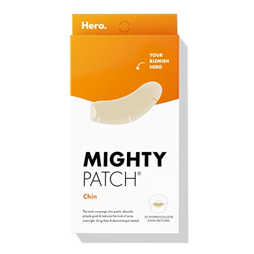 Hero Cosmetics Mighty Patch™ Chin Patch - XL Contoured Hydrocolloid Chin Patch for Blemishes and Pimples - Non-Irritating (10 Count) -