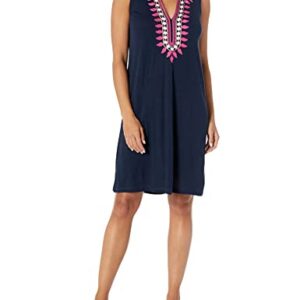 NIC+ZOE Women's Summer Retreat Dress, Indigo Multi, Large -
