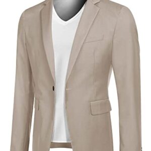 COOFANDY Mens Blazer Slim Fit Sport Coats Casual Formal Jackets (Khaki L) -