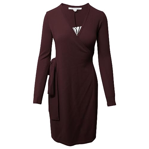 Diane Von Furstenberg DVF Women's Linda Brown Wool Cashmere Wrap Sweater Dress (L) -
