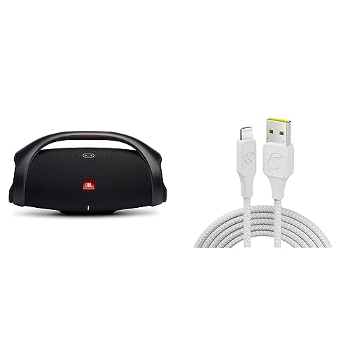 JBL Boombox 2 - Portable Bluetooth Speaker, IPX7 Waterproof, 24 Hours of Playtime, for Home and Outdoor(Black) and InfinityLab InstantConnect USB-A to Lightning -Charging Cable for iPhone - White -