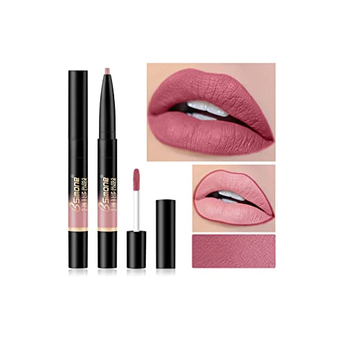 Gifts for Women, 2-in-1 Double Head Lip Liner and Lip Gloss Set Matte Waterproof Highly Pigmented Lip Stick Pen Lip Makeup Gifts for Women and Girls -