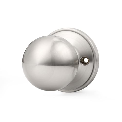 Probrico 1 Pack Dummy Door Knobs Brushed Nickel Finish, One Side Dummy Lever, Stainless Steel Half Handle for French Doors, Round Ball Knob -