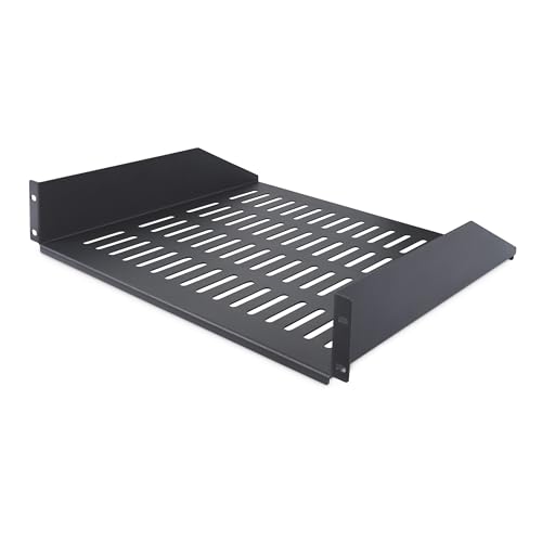 StarTech.com 2U Vented Server Rack Shelf, 16in/41.5cm Mounting Depth, for 19" Rack/Cabinet, SPCC Steel, Max 44lb/20kg -