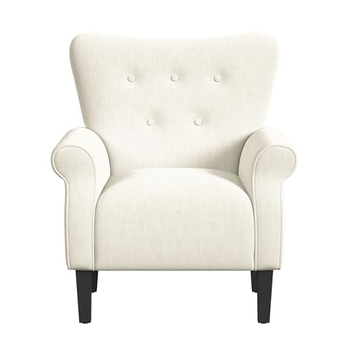 Spatial Order Home Decor | Upholstered Rolled Arm Wingback Accent Chair | Accent Chairs for Living Room & Bedroom | Decorative Home Furniture - Cream -