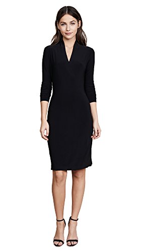 Norma Kamali Women's Long Sleeve Side Draped Dress, Black, M -