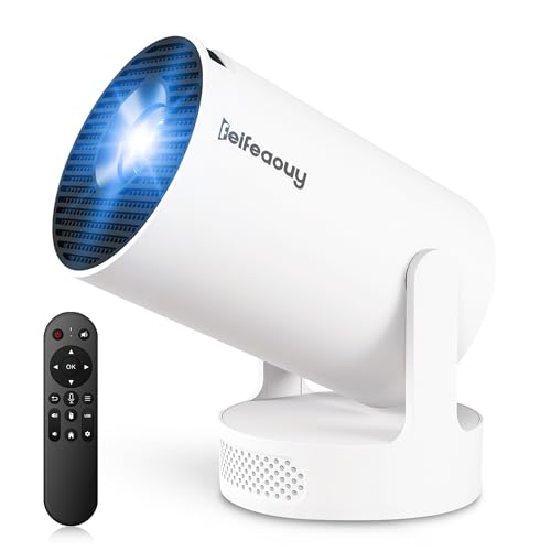 Mini Projector 4K with WiFi Bluetooth 5.4 - Smart Portable Projector for Bedroom & Home Cinema, Netflix Certified, Auto Keystone, Android 11, Voice Control, Air Mouse Remote (HY300Ultra) -