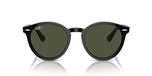 Ray-Ban RB7680S Larry Round Sunglasses, Black/Green, 51 mm -