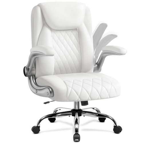 COMHOMA Leather Office Chair Ergonomic Computer Gaming Chair with Comfy Back Support, Executive Mid-Back,Small Gmaing Chair with Adjustable Armrests, for Short People Use, Rolling Swivel for Adults -