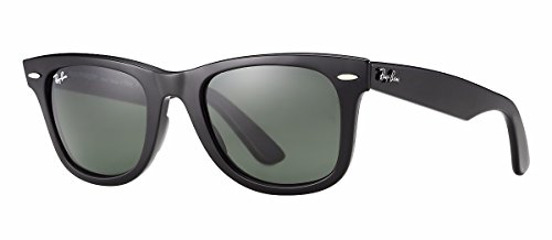 Ray-Ban RB2140 Original Wayfarer Square Sunglasses, Black/Green Polarized, 50 mm -