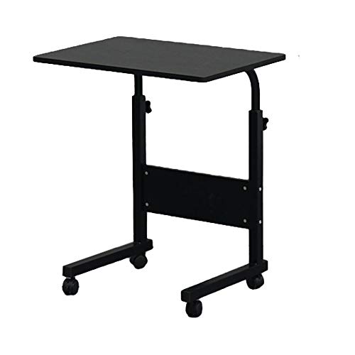 Small Mobile Rolling Computer Desk,Wooden Adjustable Height Portable Laptop Desk,Home Office Laptop Workstation,Sofa Bedside Laptop Table,with Wheels,for Small Spaces, Bedroom, Apartment (Black) -