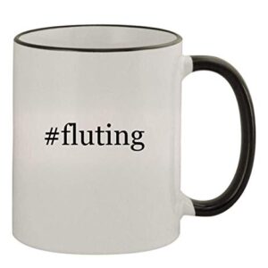 #fluting - 11oz Colored Handle and Rim Coffee Mug, Black -