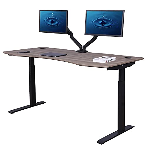 ApexDesk Elite Pro Series 71" x 33" Electric Height Adjustable Stand up Desk, Sit Stand Home Office Desk, Computer Desk - Curved Teakwood -