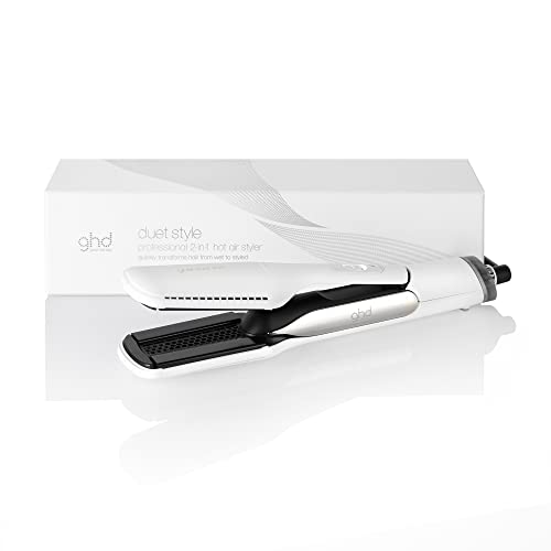 ghd Duet Style - 2-in-1 Flat Iron Hair Straightener + Hair Dryer, Hot Air Styler to Transform Hair from Wet to Styled - White -