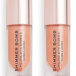Makeup Revolution, Shimmer Bomb Lip Gloss, Infused With Vitamin E, Shimmery Finish, Available In 6 Shades, Starlight, 4.5ml (Pack of 2) -