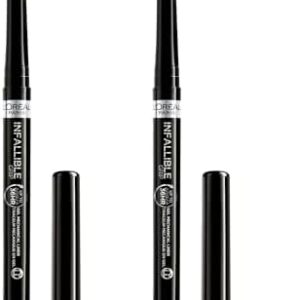 L'Oreal Paris Infallible Grip Mechanical Gel Eyeliner Pencil, Smudge-Resistant, Waterproof Eye Makeup with Up to 36HR Wear, Intense Black, 0.01 Oz (Pack of 2) -