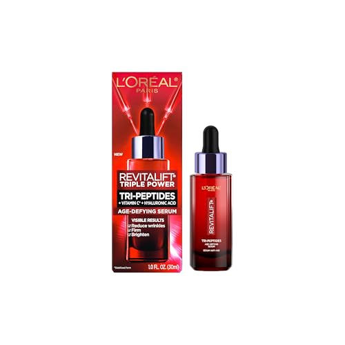 L'Oreal Paris Revitalift Triple Power Age-Defying Face Serum, Anti Aging Serum with 3 in 1 Benefits, Reduces Wrinkles, Firms and Brightens Skin, Includes Sample -