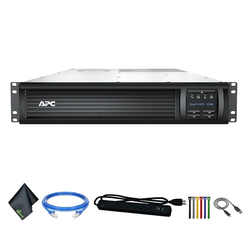 APC Smart-UPS Battery Backup & Surge Protector with SmartConnect (SMT2200RM2UC), USB-C to USB-A 2M, Loop Straps, Surge Protector, Cleaning Cloth, Ethernet Cable -