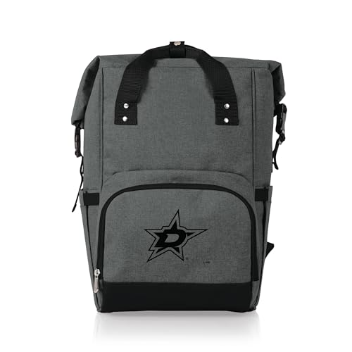 PICNIC TIME NHL Dallas Stars OTG Roll-Top Cooler Backpack - Hiking Backpack Cooler - Soft Cooler Bag -