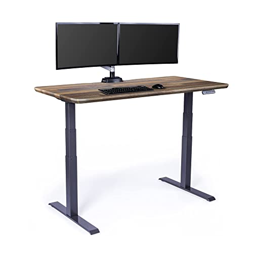 Vari Electric Standing Desk - 60x30 VariDesk, Adjustable Height Stand Up Computer Desk - Dual Motor with Memory Presets, Stable T-Style Legs- Home Office Essentials - Reclaimed Wood -