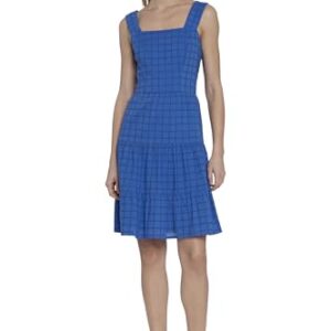 Maggy London Sleeveless Square Neck Tiered Skirt Short Casual Summer Dresses for Women, Denim Blue -