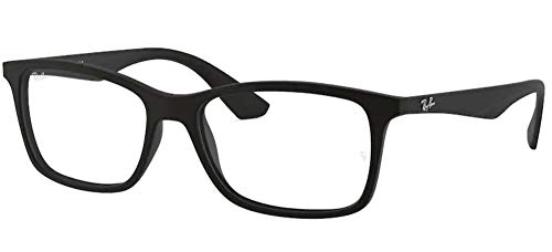 Ray-Ban RX7047 Rectangular Prescription Eyeglass Frames, Matte Black/Demo Lens, 54 mm -