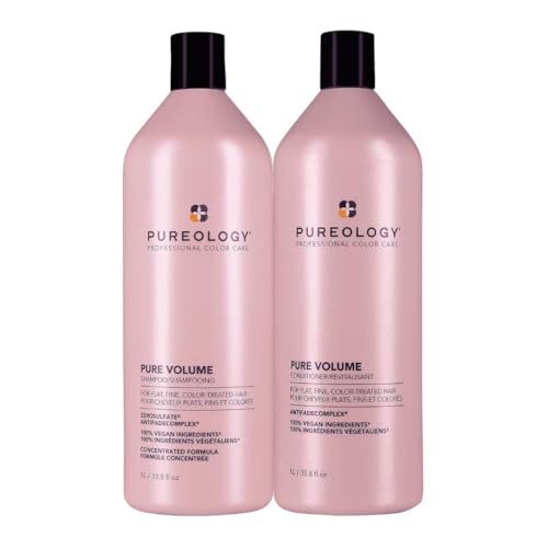 Pureology Pure Volume Shampoo and Conditioner Bundle | For Flat, Fine, Color-Treated Hair | Sulfate-Free | Vegan | Updated Packaging | 33.8 Fl. Oz. -