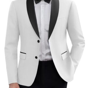 COOFANDY Mens Casual Suit Blazer Jackets Lightweight Tuxedo Jacket Regular Fit, White, Small -