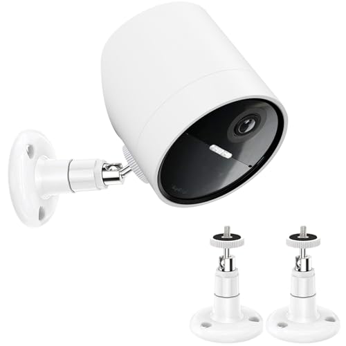 VIIVRIA 2 Pack Wall Mount Compatible with SimpliSafe Outdoor Security Camera, 360° Rotation Bracket with 1/4 Screw Thread, Camera Not Included (White) -