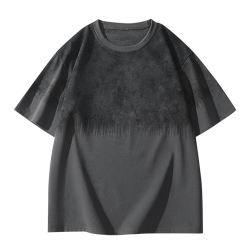 Athletic Shirts for Men Short Sleeve Crew Neck Gradient Shirt Quick Dry Moisture Wicking Workout Tee Casual Big and Tall Sports Gear Activewear Running Bodybuilder Gifts 01#,Dark Gray,X-Large -