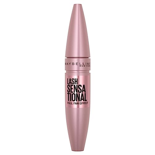 Maybelline Lash Sensational Washable Mascara, Lengthening and Volumizing for a Full Fan Effect, Blackest Black, 1 Count -