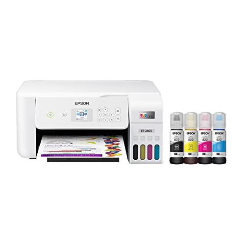 Epson EcoTank ET-2803 Wireless Color All-in-One Cartridge-Free Supertank Printer with Scan, Copy and AirPrint Support -