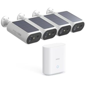 AOSU Solar Security Cameras Wireless Outdoor, 2Mins DIY Installation, No Subscription Cameras for Home Security System, Local Storage, 2K Color Night Vision for Surveillance, 2.4&5ghz WiFi, 4 Cam-kit -