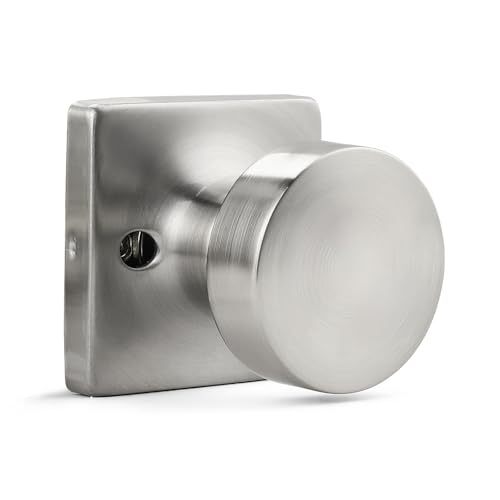 Probrico Satin Nickel Dummy Door Knob Interior, Brushed Nickel Half Dummy Door Handles Without Lock Inside, Closet Antique Square Base Door Knob -