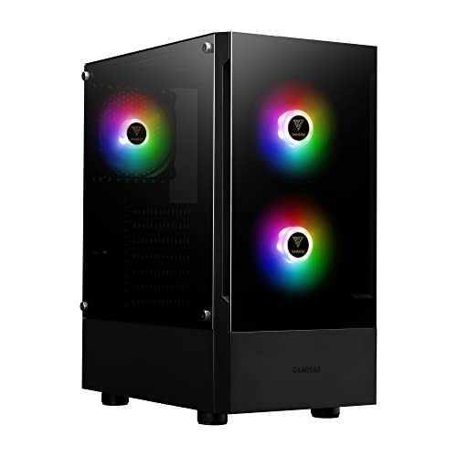 Gamdias RGB Gaming ATX Mid Tower Computer PC Case with Side Tempered Glass Panel and a Magnetic Dust Filter & 3 Built-in 120mm ARGB Fans -