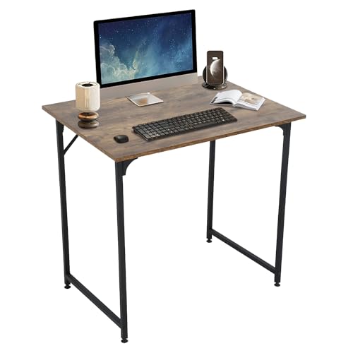 Small Desk, 32 Inch Computer Desk With MDF Board & Black Metal Frame, Adjustable Leg Pads, Office Work Table for Home Bedroom Small Spaces, Study Desk, Vintage -