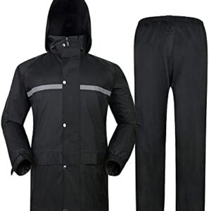 Rain suit for men reflective,2 Piece Motorcycle Riding Rain Gear Suit Setwith Jacket and Pants for Waterproof Rainwear,3XL -
