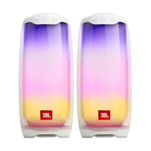 JBL Pulse 4 Wireless Bluetooth IPX7 Waterproof Speaker Pair Bundle - White -