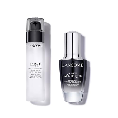 Lancôme Flawless & Perfecting Makeup Base Routine Duo - La Base Pro Makeup Primer For Face 0.8 Fl Oz & Génifique Radiance Boosting Anti-Aging Face Serum 0.67 Fl Oz -