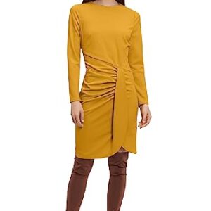 Donna Morgan Women's Long Sleeve Faux Wrap Dress, Chai Tea -