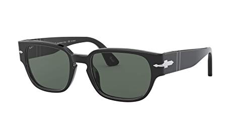 Persol PO3245S Square Sunglasses, Black/Green Polarized, 52 mm -