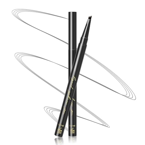 Eyebrow Pencil Microblade Eyebrow Pen - Liquid Brow Pencil with 4 Micro-Fork Tip, Eyebrow Pen Waterproof Eyebrow Long-Lasting, Smudge-Proof Eyebrow Makeup Stays on All Day (Gray) -